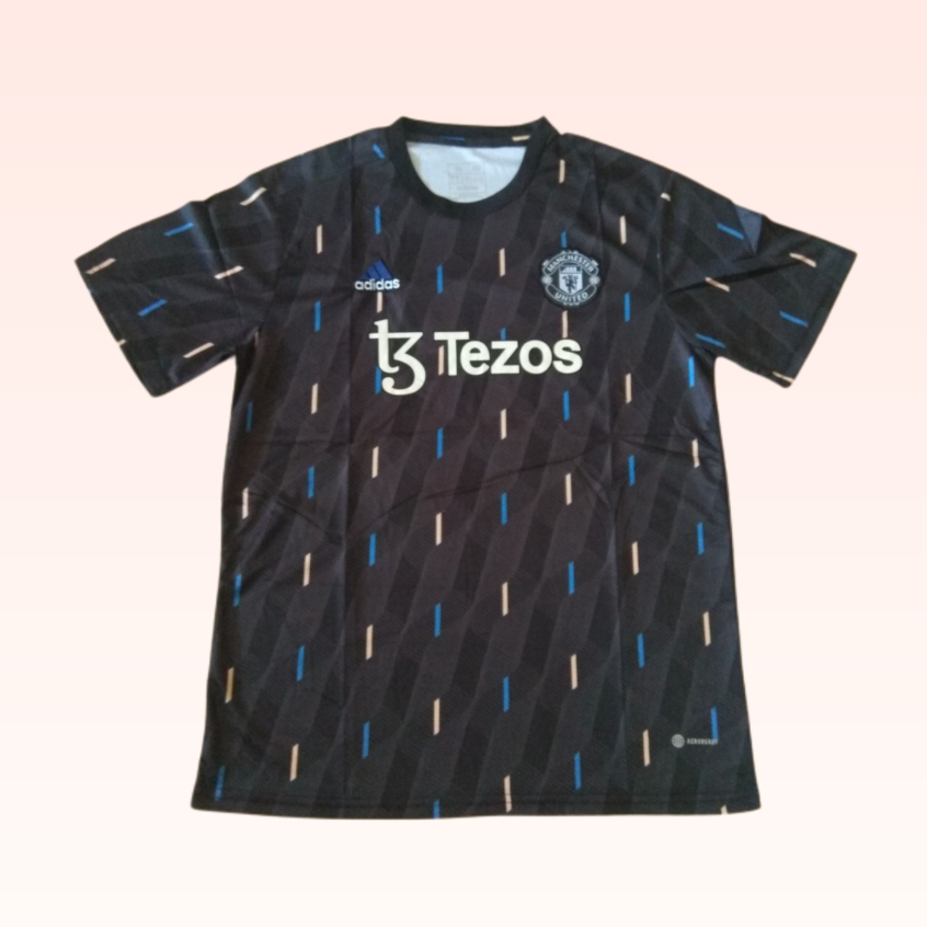 Jersey Baju Bola MU Training Tezos Hitam 2023 2024 Grade Ori