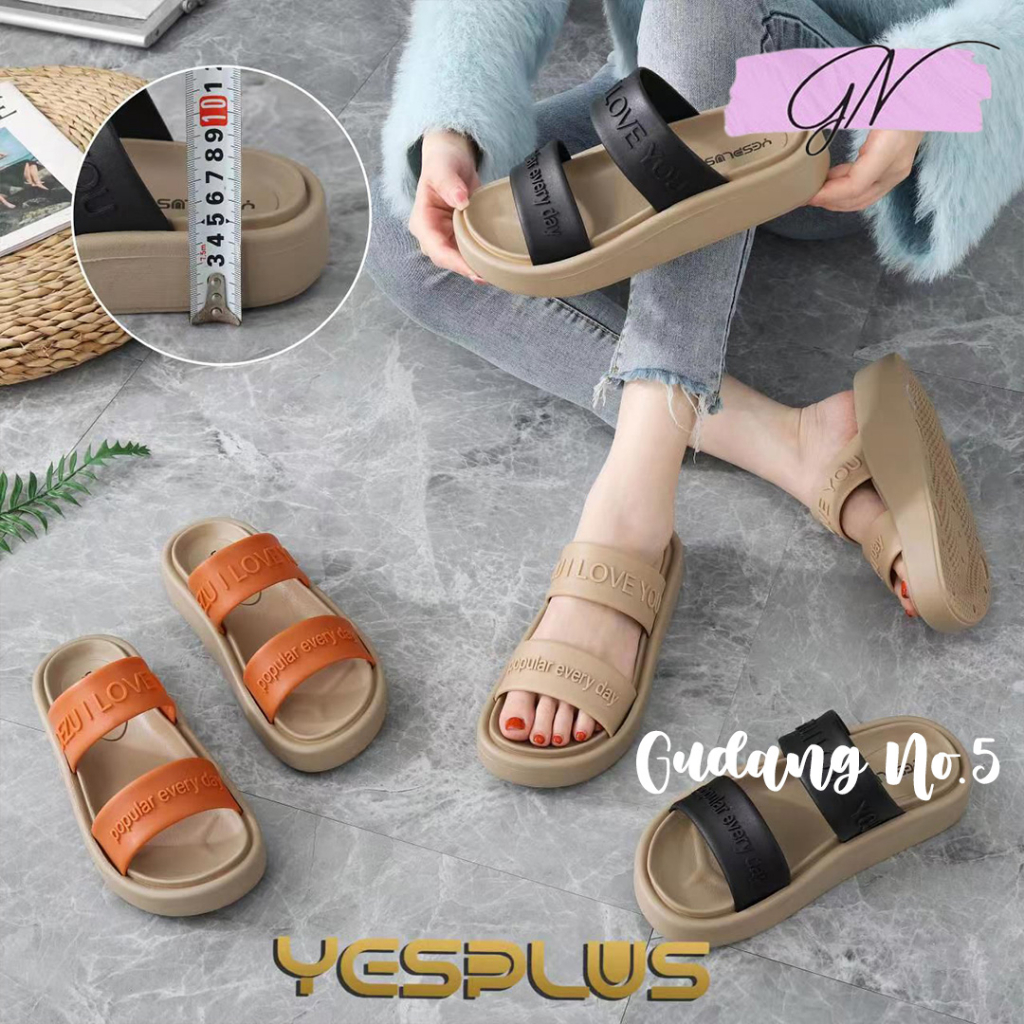 GN-5678 Sandal Slop Wedges Jelly Wanita Model Tali Dua Import Yesplus PCU