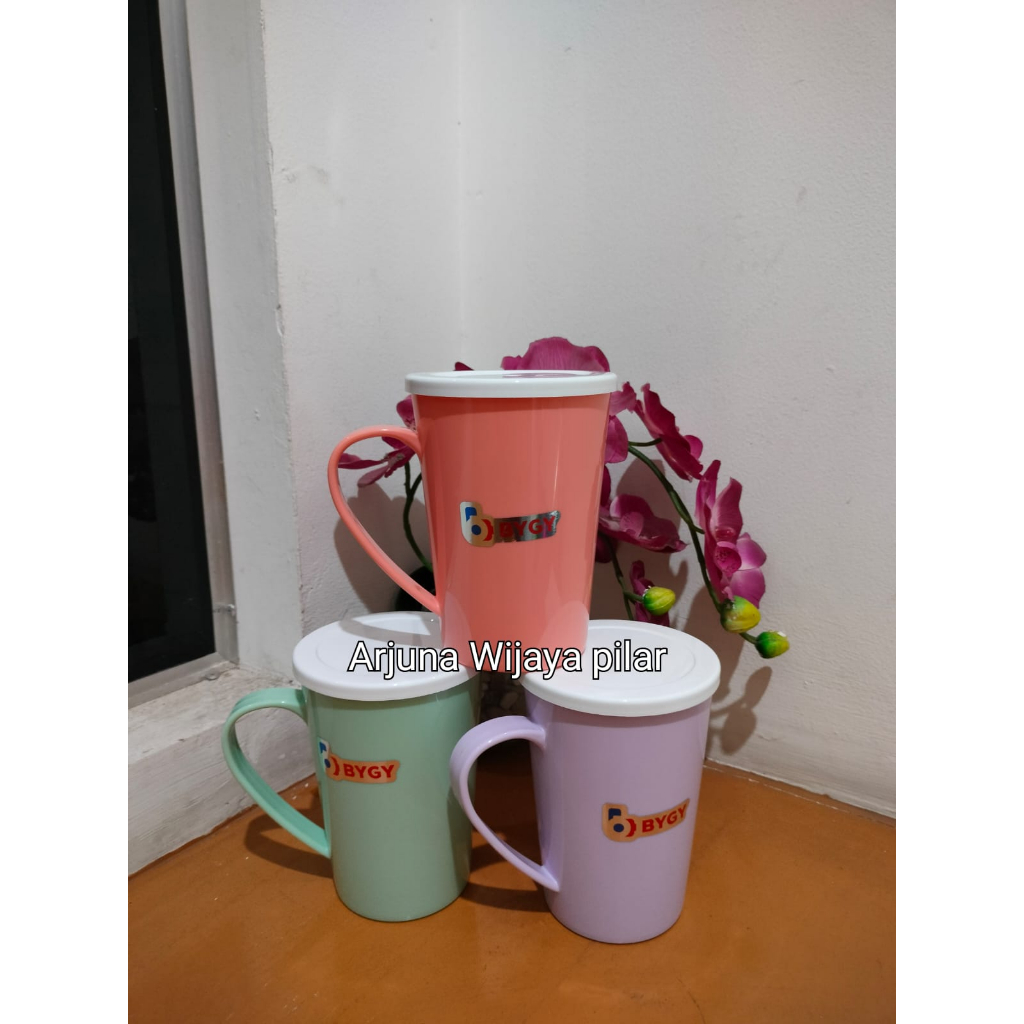 GELAS FEDORA 480ML GELAS TUTUP/MUG TUTUP BAHAN PLASTIK BIGGY