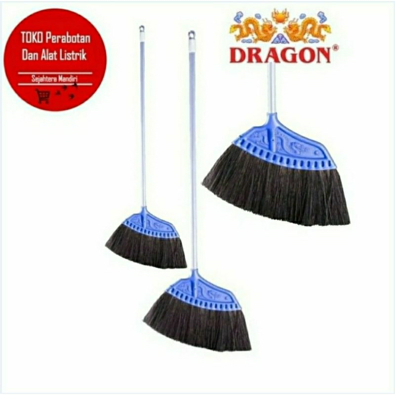 Sapu Ijuk Gagang Panjang DRAGON | Sapu Lantai Ijuk Hitam DRAGON
