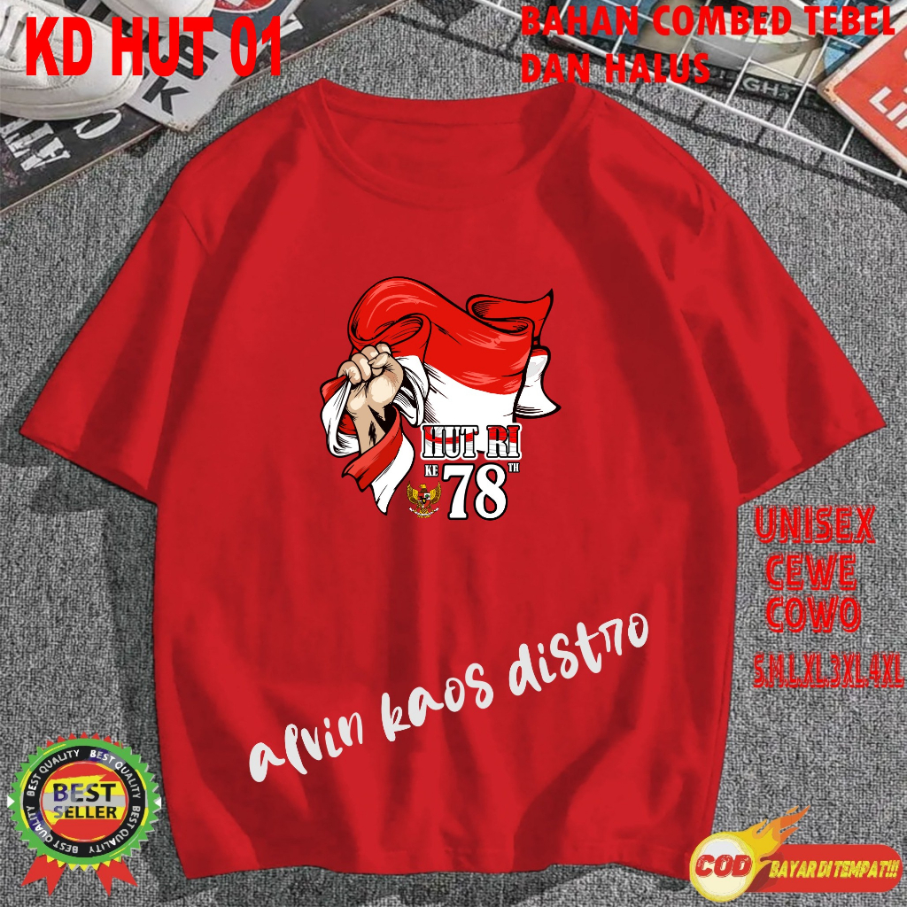 Beli 10 Pc Gratis 1 Pc Hut RI 78 Kaos Terlaris 17 Agustus 1945 78 Kemerdekaan Indonesia Kaos Merah Putih Hitam Kaos Cewek Cowok Anak1