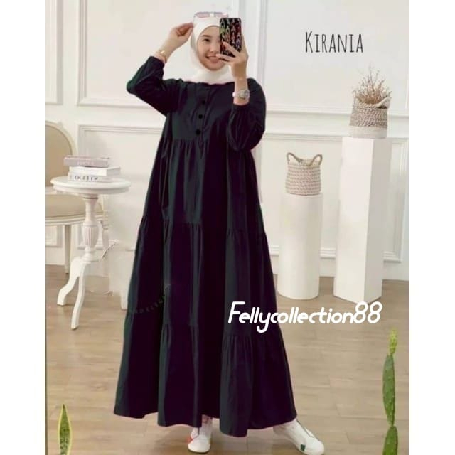 DRESS JUMBO KIRANIA MIDI DRESS BAHAN KATUN RAYON FASHION WANITA MODERN