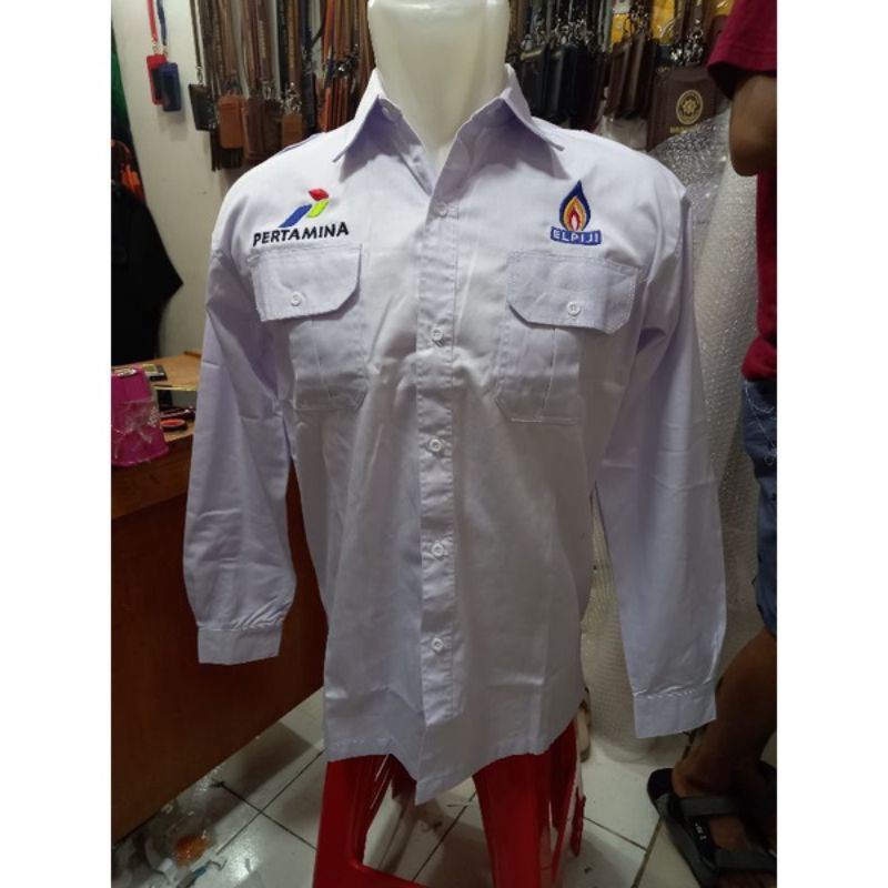 KEMEJA ELPIJI BORDIR || KEMEJA PERTAMINA ELPIJI BORDIR || SERAGAM PERTAMINA ELPIJI BORDIR || SERAGAM