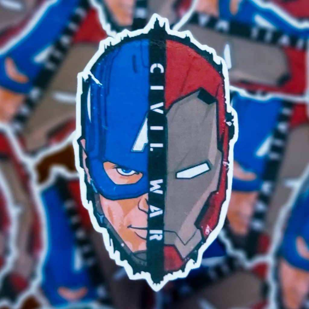 

Sticker Mask Capt. America Iron Man Kualitas Anti Air Anti Gores Stiker Motivasi - Laptop/ Jurnal/ Tumbler/Koper/Cermin/ Kulkas DLL