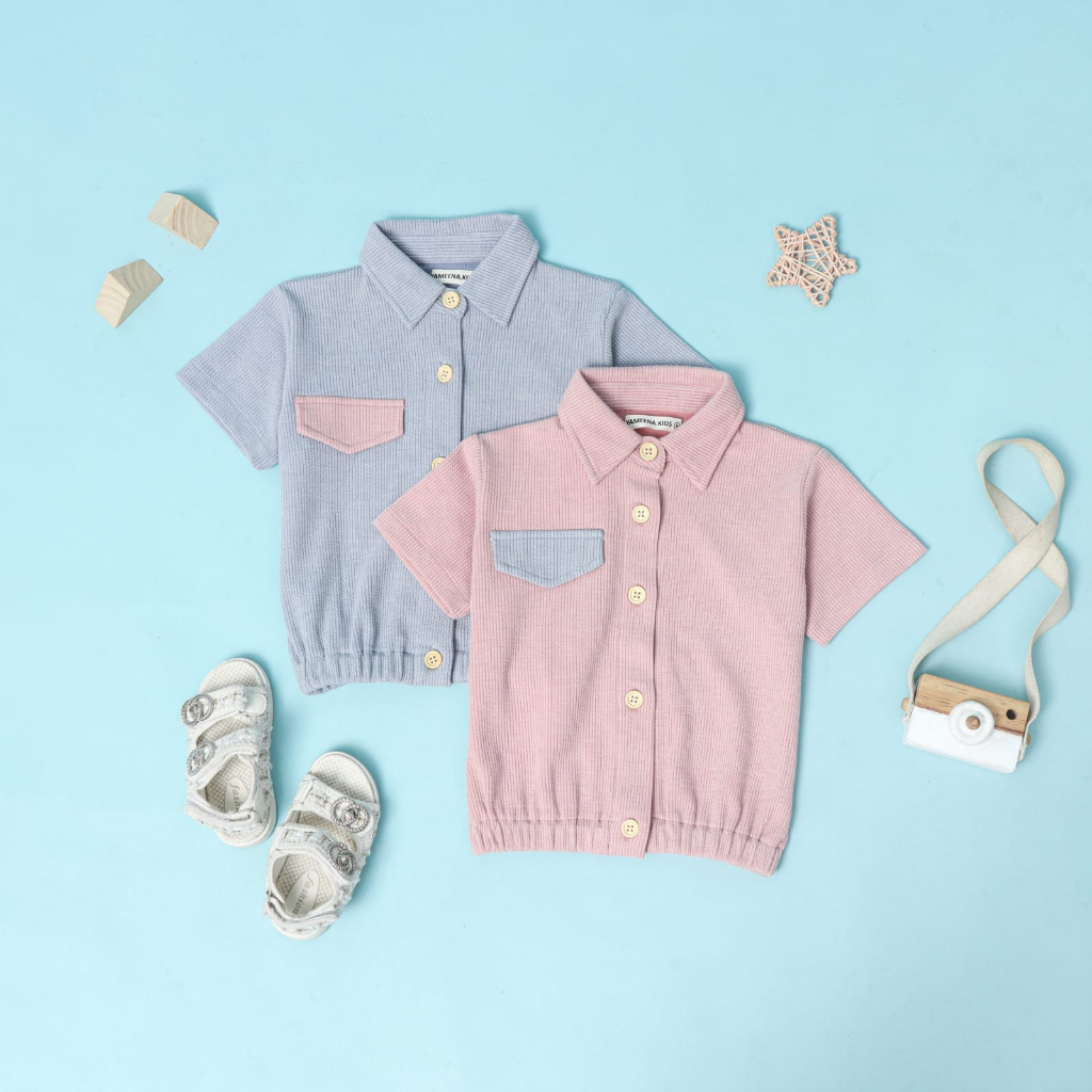 Yameena.kids Ameera Collar Tee Atasan Anak  Kaos Lengan Pendek Anak