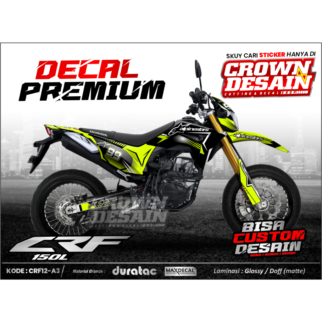 Aksesoris Motor - Decal CRF 150L Fullbody - Stiker Decal Motor Honda CRF 150L Kombinasi - Dekal Moto
