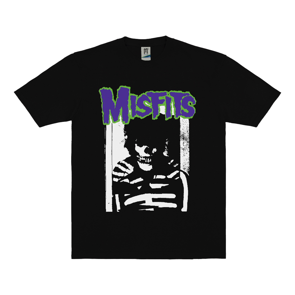 KAOS BAND MISFITS BOXED SKELETON VINTAGE | T-SHIRT BAND MISFITS | MISFITS HITAM