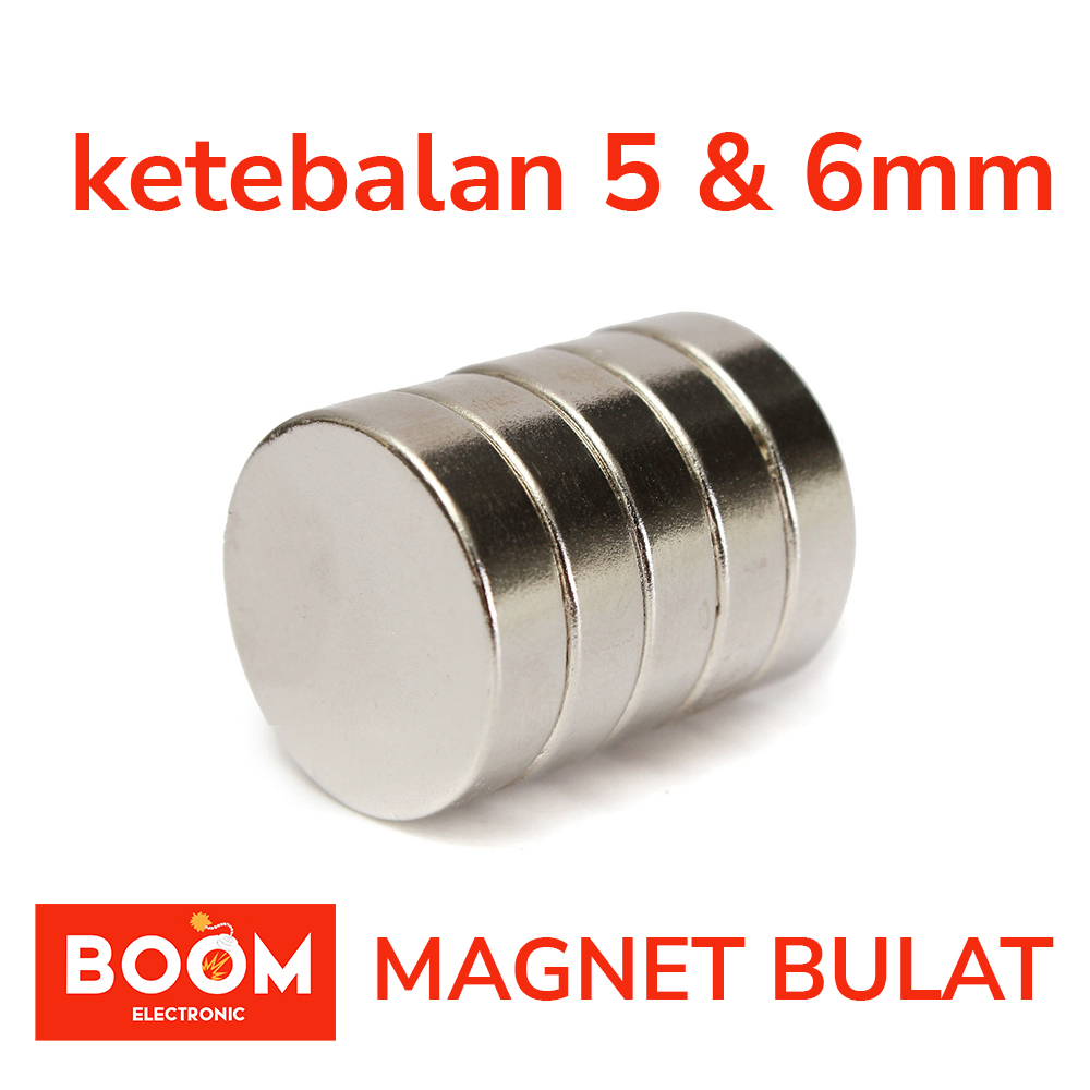 Magnet Neodymium Bulat Ketebalan 5mm dan 6mm