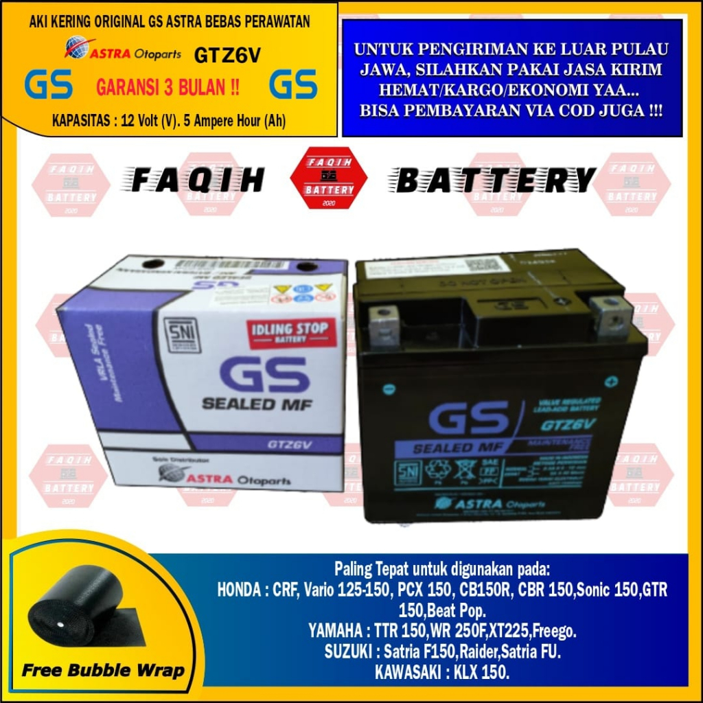 Aki Motor Scoopy ISS, Genio ISS, Beat Pop ISS, Sonic GTZ6V GS ASTRA ORI MF