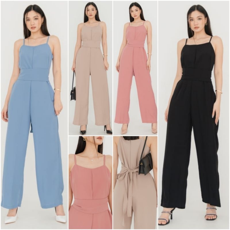 ❣️ SPECIAL PRICE ♡ PREMIUM ♡ ORIGINAL ! CLAIRE PLAIN TANK TIED CULLOTE LONG JUMPSUIT