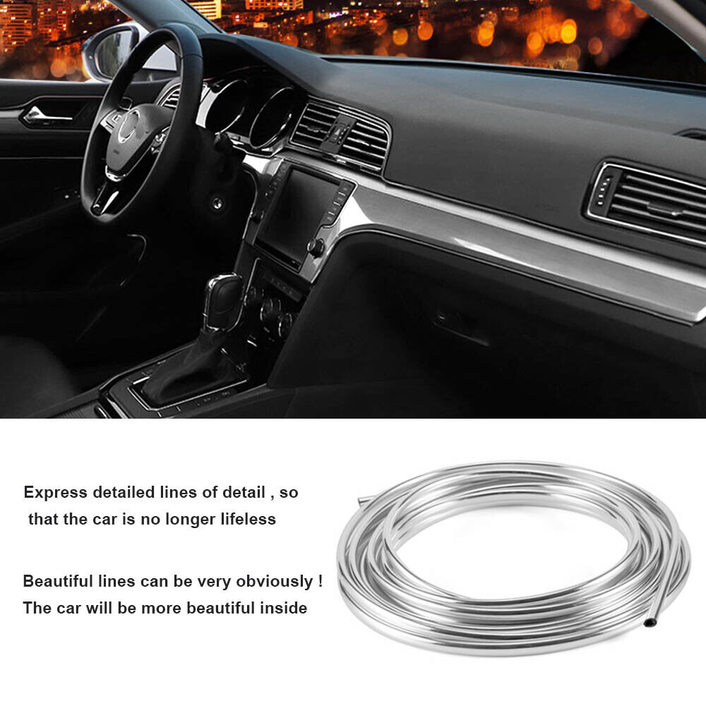 YGRETTE - FULL PANJANG 4 METER Lis Dekorasi Interior Mobil Moulding Chrome Trim Strip 4 M Feet Car Door Trim Strip Edge Guard Moulding Protector Chrome U Shape New BENTUK PROFIL U