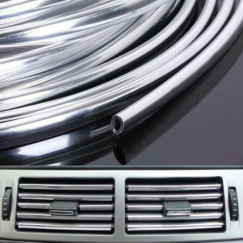 YGRETTE - FULL PANJANG 4 METER Lis Dekorasi Interior Mobil Moulding Chrome Trim Strip 4 M Feet Car Door Trim Strip Edge Guard Moulding Protector Chrome U Shape New BENTUK PROFIL U