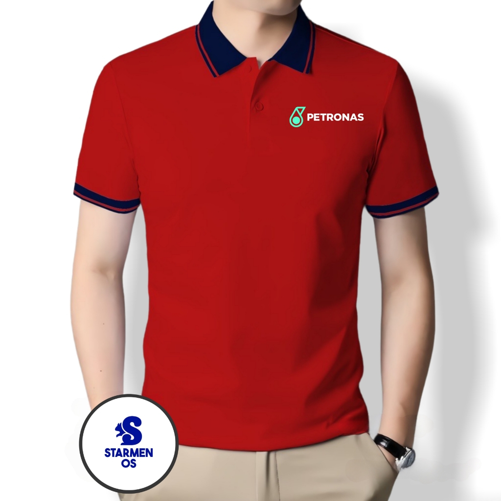 Kaos Wangki Polo Atasan Tshirt Pria Kerah Wangki Big List Logo PETRONAS 1