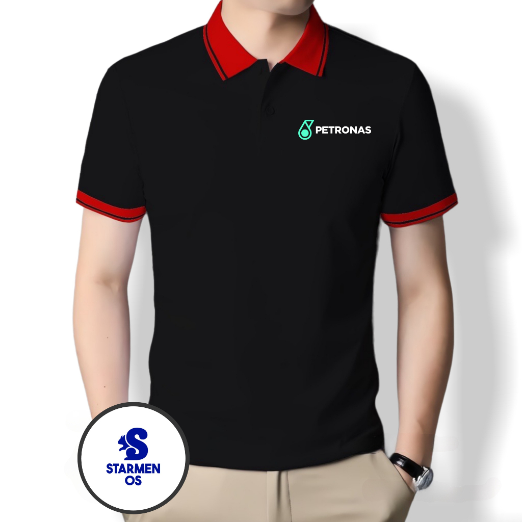 Kaos Wangki Polo Atasan Tshirt Pria Kerah Wangki Big List Logo PETRONAS 1