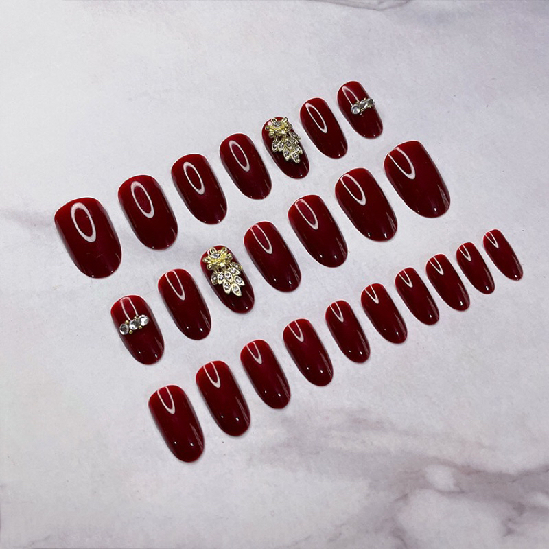 Kuku Palsu 【B35，lem cair】Nikah kuku Wedding False Nailart Pengantin Tangan