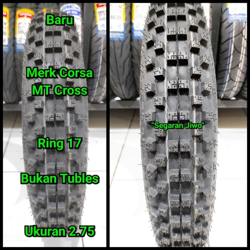 Ban motor ring 17 ukuran 2.75 merk corsa MT cros bukan tubles full tril