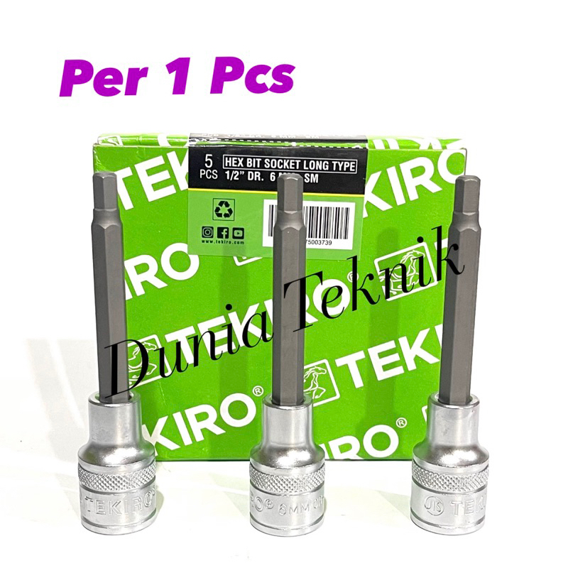 TEKIRO Mata Sok L Panjang 6 mm Mata Sok Kunci L Panjang 6mm Mata Sok L 1/2” 6 mm Hex Bit Socket Long