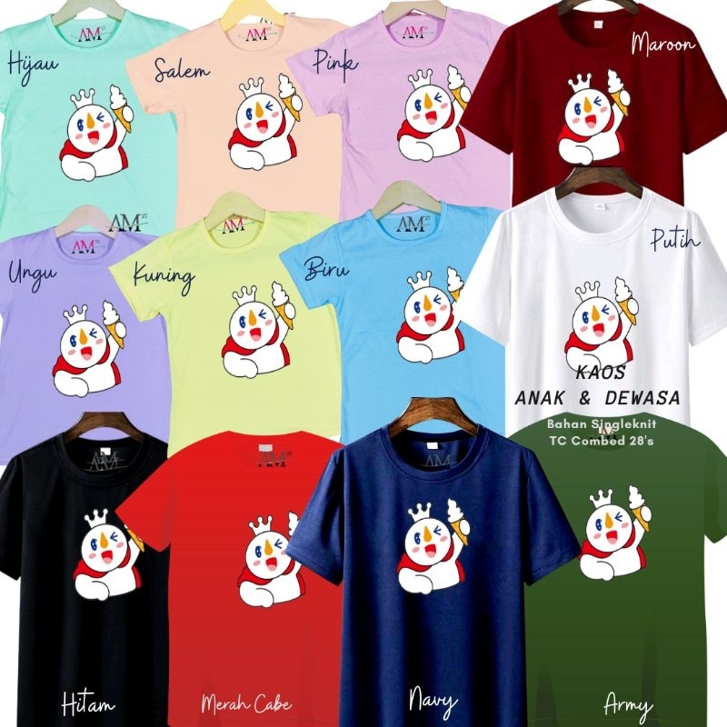 Baju Kaos Anak Cowok 3-10 tahun Remaja Dewasa Mixue Ice Cream Since 1997