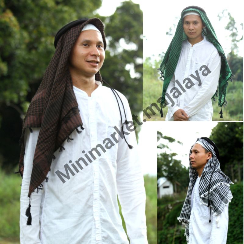 SATUSET IGAL+SORBAN DEWASA  BONUS PECI HAJI PUTIH ALLSIZE DEWASA, sorban dan igal bonus peci haji ar