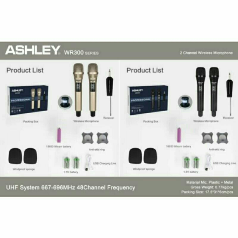 Mic Wireless ASHLEY WR 300 UHF HANDLE ORIGINAL