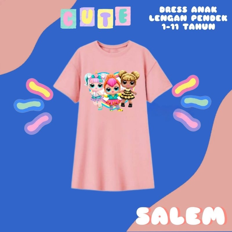 DRES/DASTER SANTAI ANAK PEREMPUAN 1-11 TAHUN BONEKA LUCU(LOL)