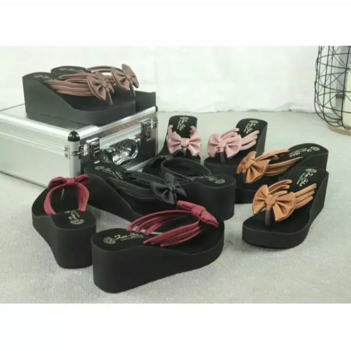 sandal tinggi pita wanita dewasa sandal wedges cewek murah