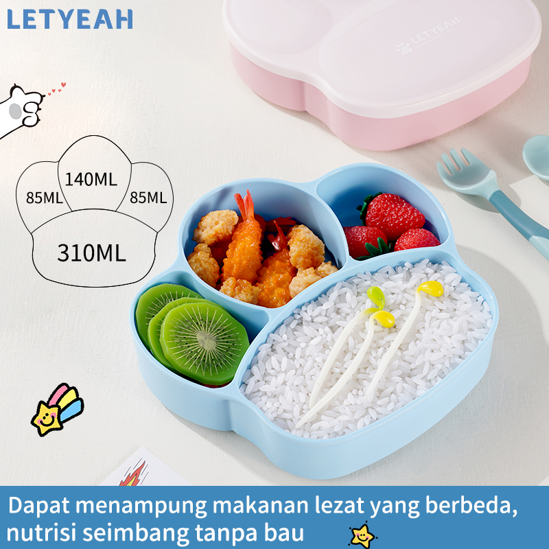 letyeah Piring makan anak karakter lucu mangkok makan bayi anti slip/Bpa free