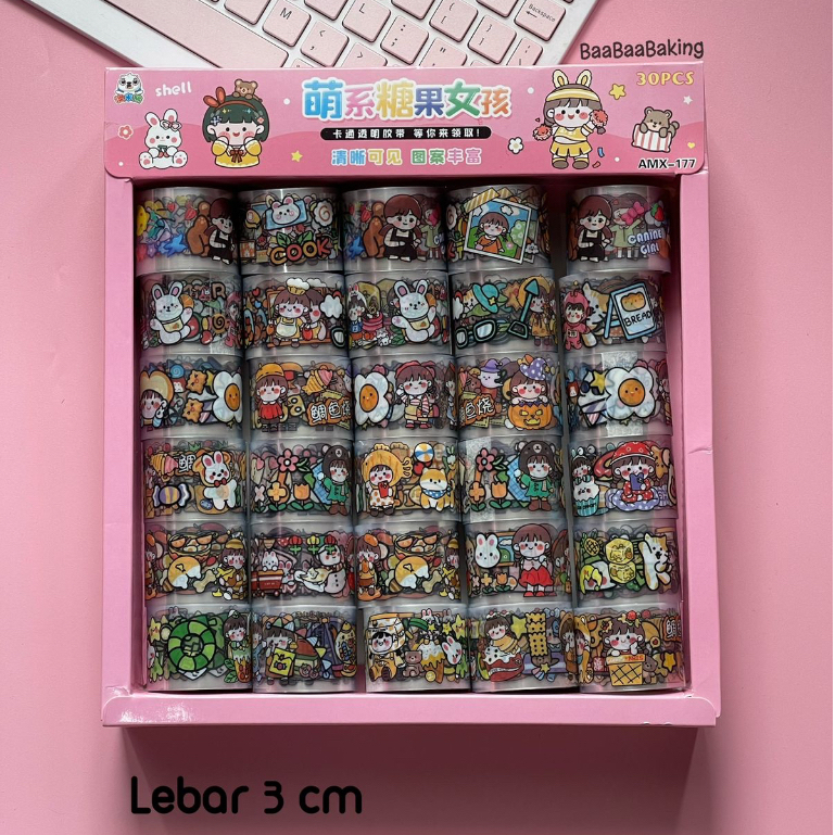 

WT1 Washi tape lucu / stiker roll isi 30 / stker roll lucu korea / isolasi lucu