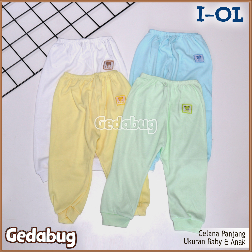 3 Pcs - Celana Anak Panjang I-OL Polos | Celana Baby &amp; Anak Unisex | Gedabug