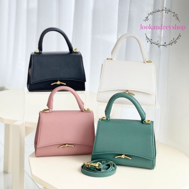 [100% ORIGINAL] CK Huxley Metallic Push Lock Top Handle Bag | Tas CK | Tas Wanita | Tas Selempang Wa