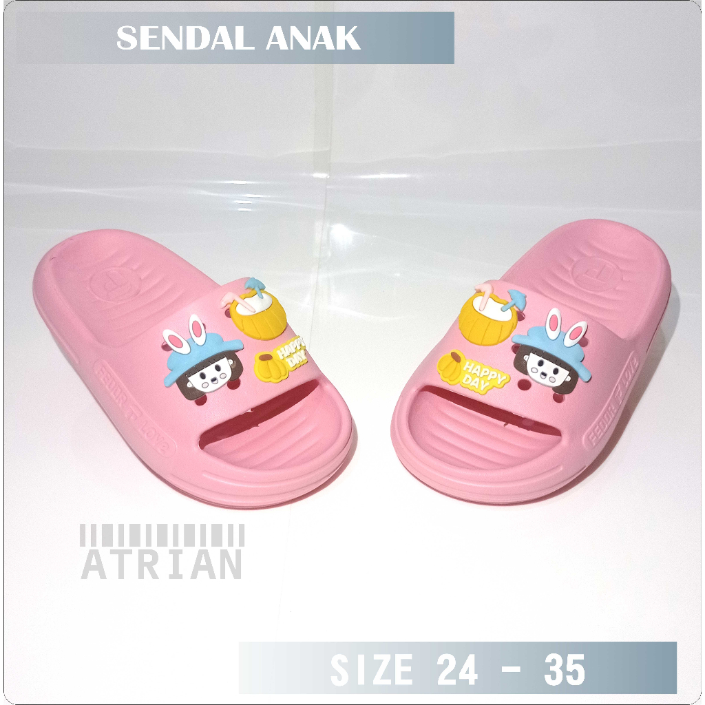 SENDAL SELOP ANAK PEREMPUAN BERMOTIF / SENDAL ANAK PEREMPUAN MOTIF TERBARU