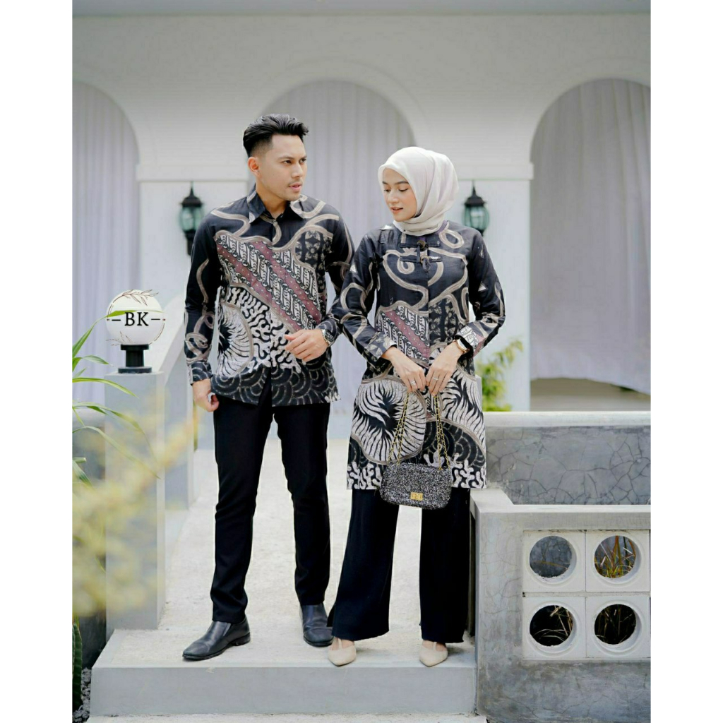Baju Batik Couple Tunik Bolero Terbaru Kemeja Lengan Panjang Ready Seragam Kantor M L XL XXL