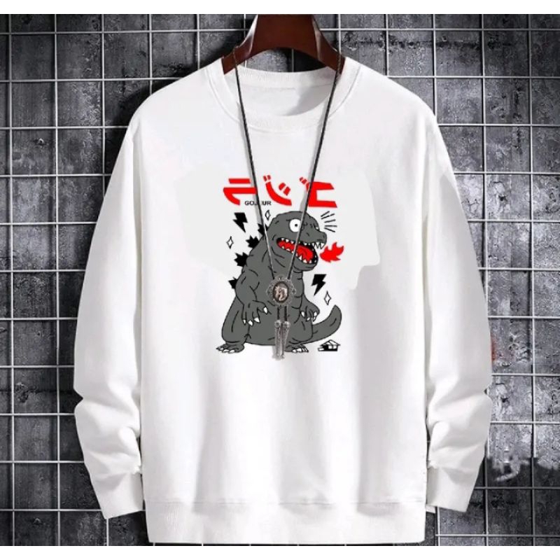 Sweater crewneck dino keren pri wanita sweater trendy