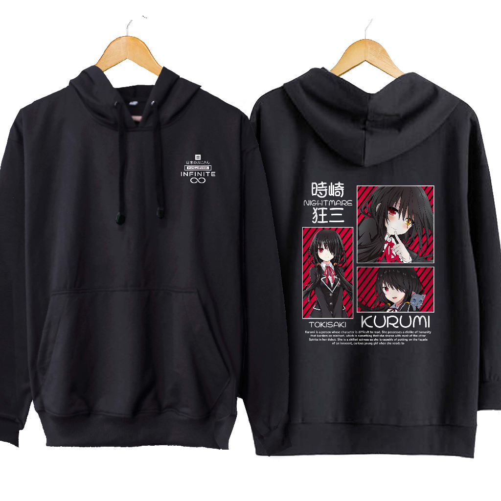 Jaket hoodie jumper infinite TOKISAKI KURUMI GRID - DATE A LIVE material cotton fleece