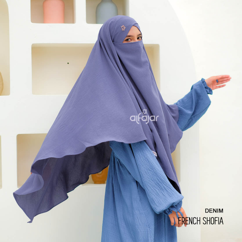 Jilbab Khimar Syari Muslimah French Shofia Crinkle Airflow by Alfajar Griya Muslim