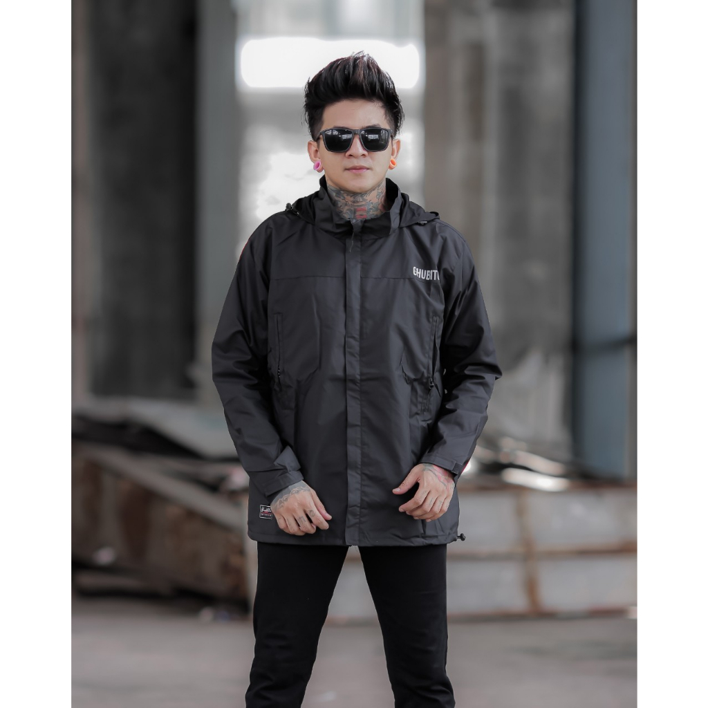 JAKET PARKA SIMPLE HITAM 01 - JAKET PARKA OUTDOOR - JAKET GUNUNG SIMPLE - JAKET PARKA PARASUT - JAKET MOTOR - JAKET HIKING