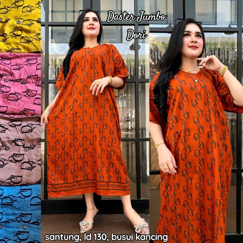 Daster Jumbo Busui Kancing Aktif LD 125 cm bahan rayon adem (BISA COD) - daster bumil ibu daster wanita cantik motif populer model kekinian lengan pendek panjang bawah lutut