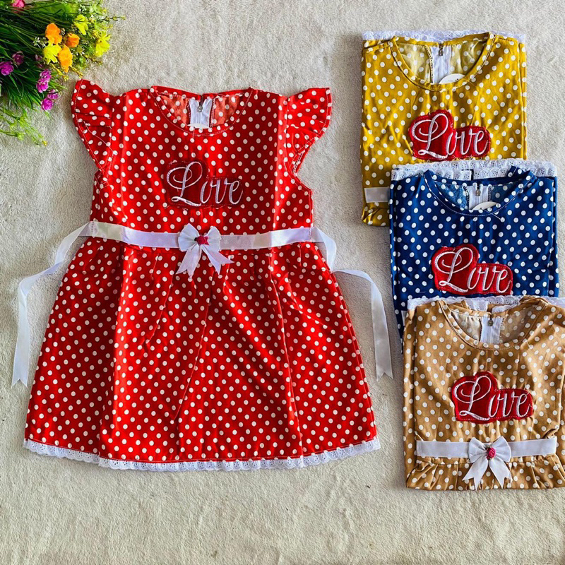 Dress Anak 1 2 tahun baju anak cewek perempuan motif polka Fatonah Shop Godong grobogan purwodadi lovapolka love polka lova polka