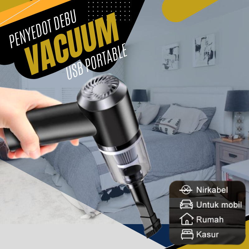 Vacuum Cleaner Wireless Portable Mini - Vakuum Penghisap Debu Mobil, Meja, Rumah USB