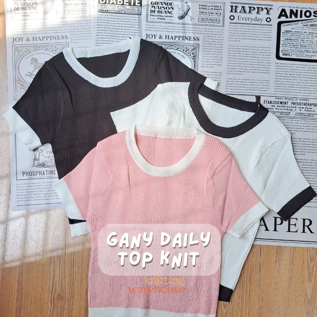 Gany Daily Top Knit Import - Baju Atasan Wanita Polos Rajut - TM (7667)