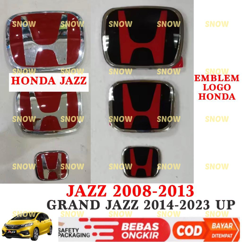 Emblem Logo Honda Depan Belakang Stir Jazz 2008 2013 2014 2022 2023 Hitam Merah Chrome