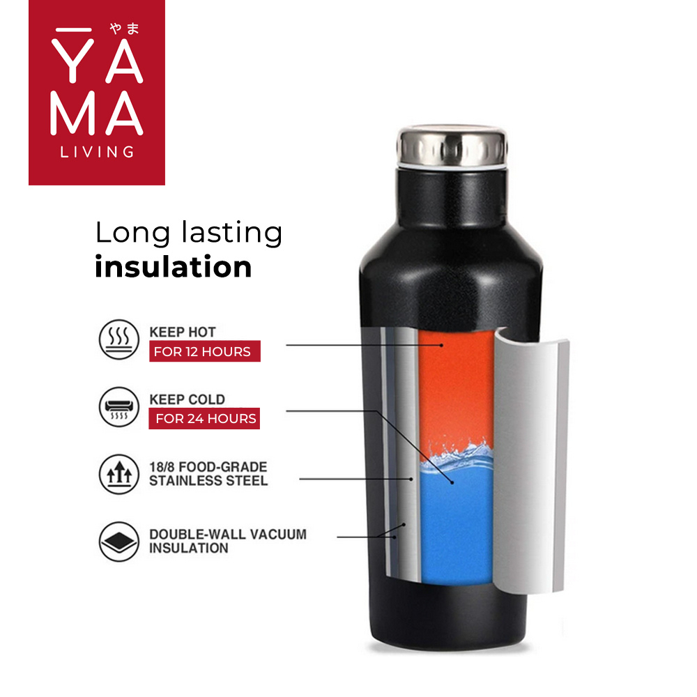 YAMA NOMU 24 Hours Tumbler Vacuum Insulated Botol Minum Tahan Panas Dingin 500ml