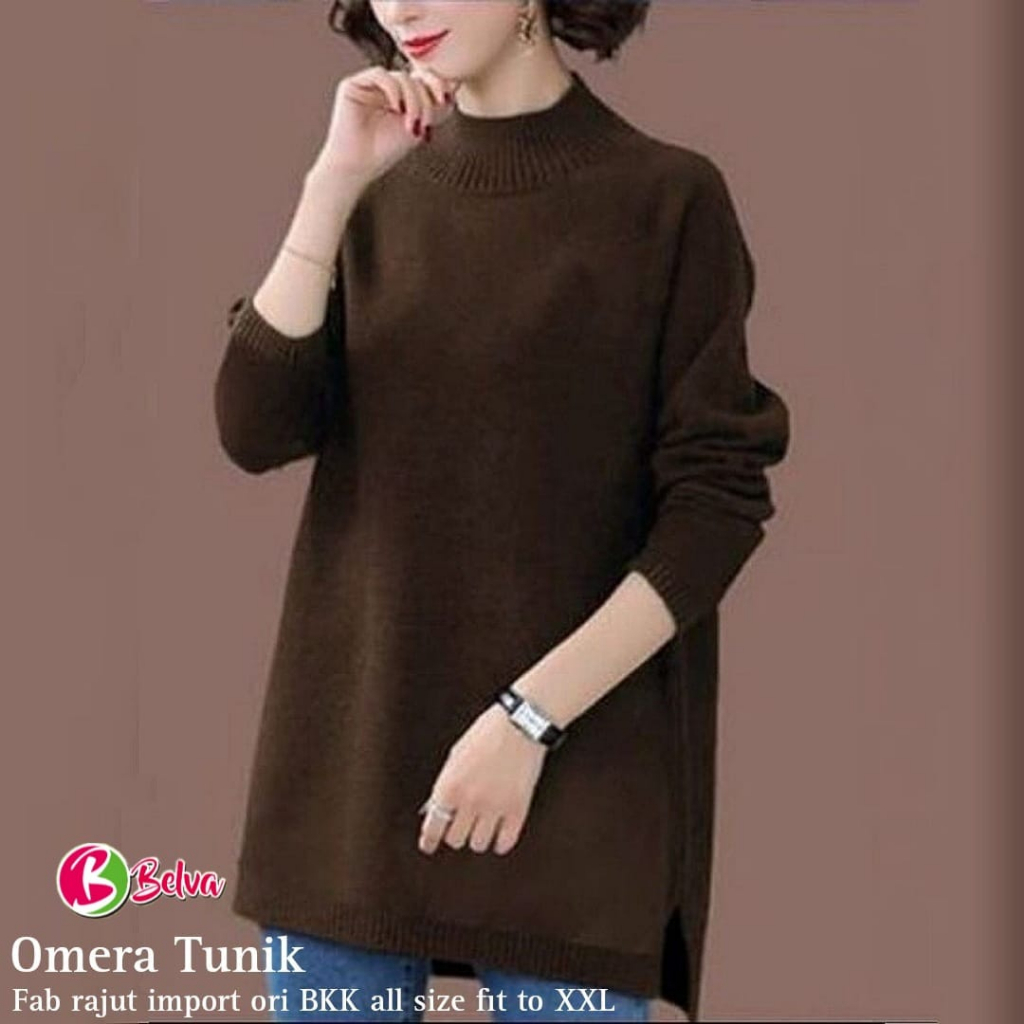 OMERA PUPPY  TUNIK / 18.7 / BAHAN RAJUT PREMIUM / BLOUSE ALLSIZE FIT TO XXL / BELVA