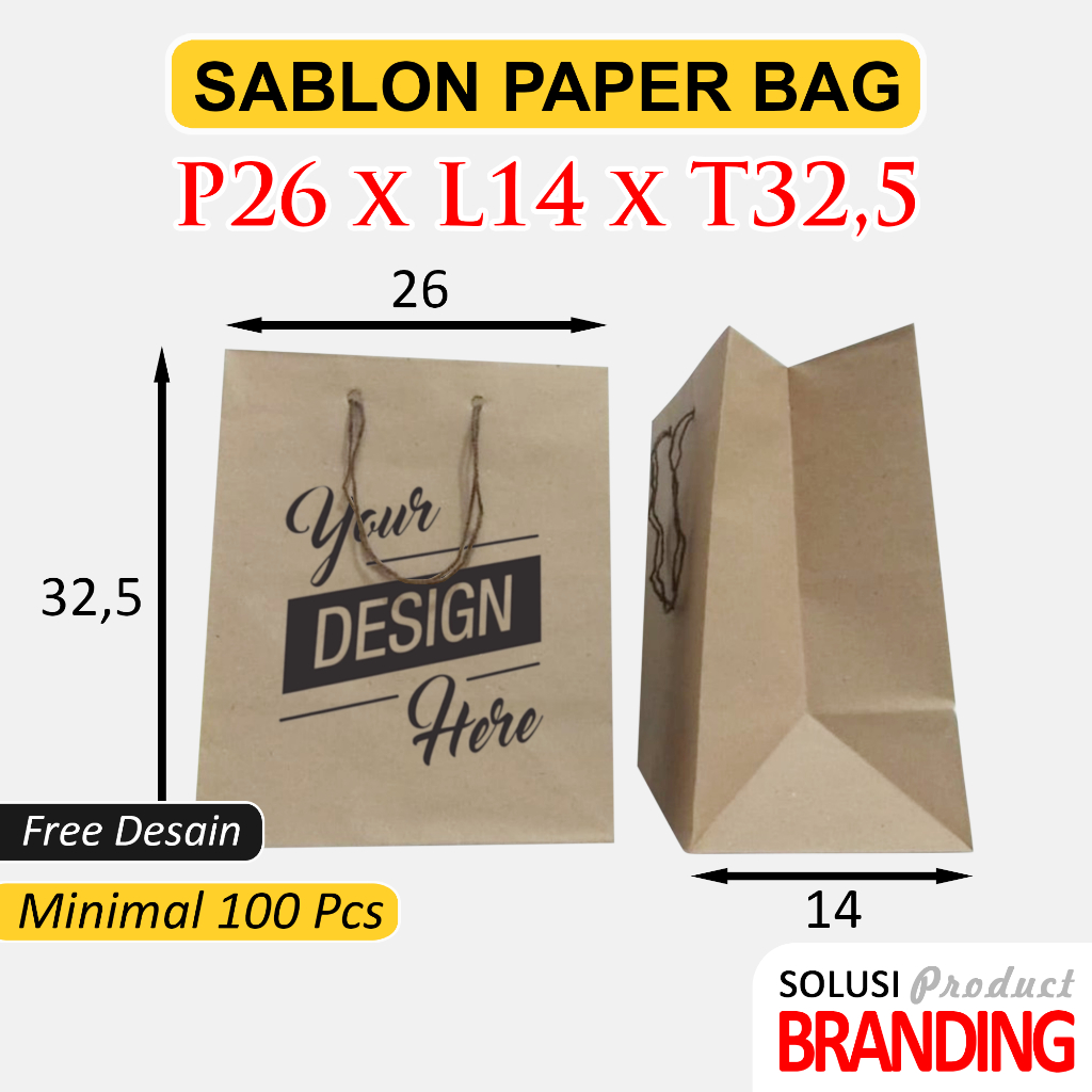 

Sablon Paper Bag P26 x L14 x T32.5 Murah | Kemasan | Wedding | Souvenir | Hajatan | Bingkisan