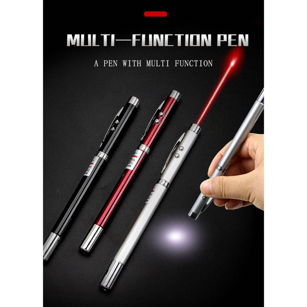 

Pulpen Multifungsi 5 in 1 Pen Laser Pointer Telescopic LED Magnetic Bolpen Portable Serbaguna Perlengkapan Kantor