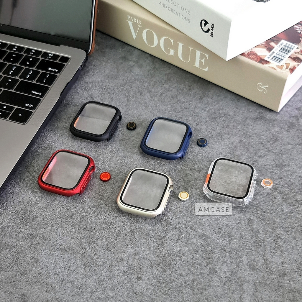 ( FOR IWATCH ) CHANGE TO MODE ULTRA 1:1 GLASS COVER APPLE WATCH - SERIES 4 5 6 7 8 SE | SIZE 40mm 41mm 44mm 45mm | tempered glass pelindung layar case iwatch