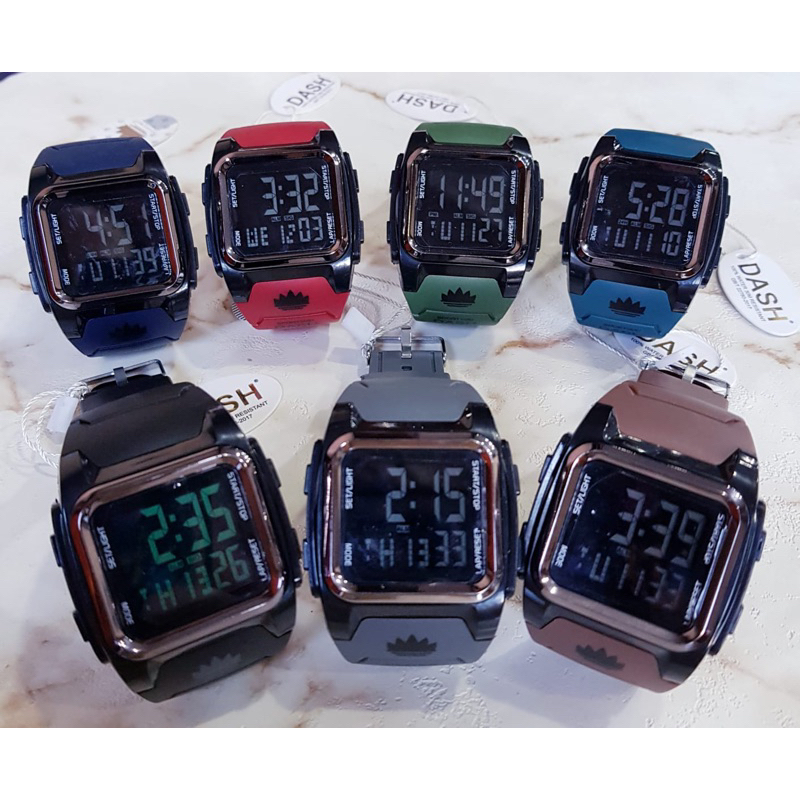 Jam tangan digital pria karet Dash tahan air