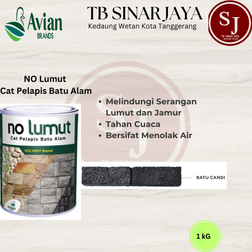 Avian No Lumut 1kg Solvent Based Cat Vernish Coanting Pelapis Batu Alam ( Pakai Tiner ) - BATU CANDI