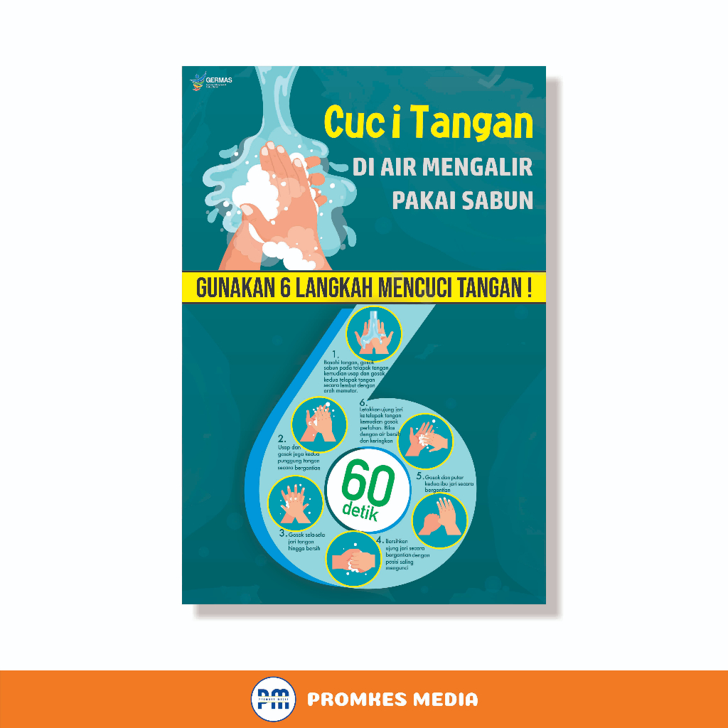 

Poster Kesehatan, Poster Cuci Tangan Enam Langkah, 6 Langkah, CTPS