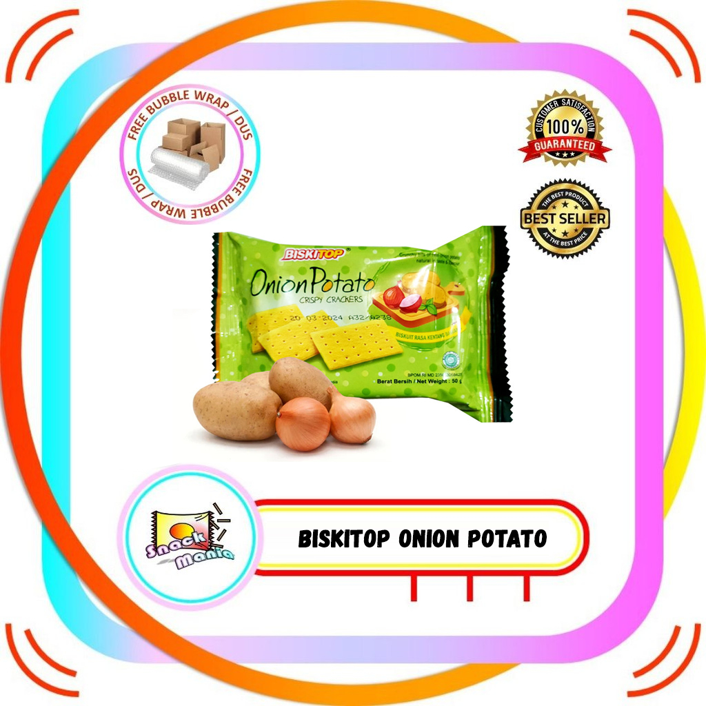 

Biskitop Onion Potato Crispy Crackers 50 gr Biskuit Kentang Bawang